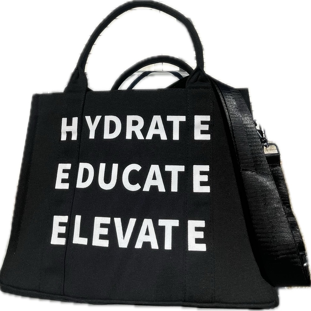 Structured Canvas Tote Bag - "Hydrate Educate Elevate"